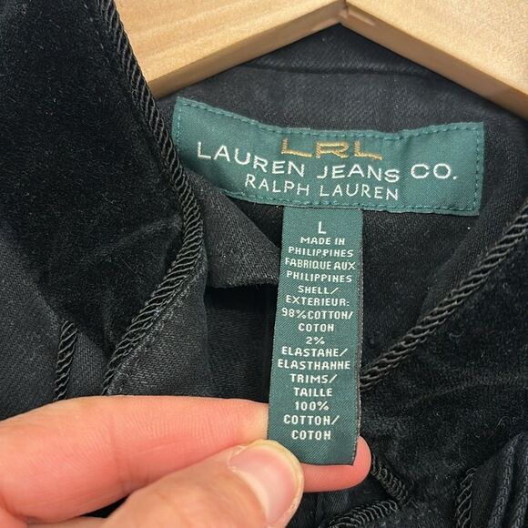 Ralph Lauren black denim woman's jacket w velvet at the collar/sparkly buttons - Picture 14 of 16